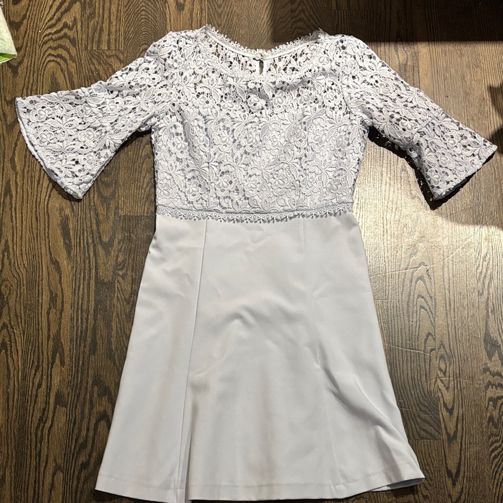 Elegant Lace Overlay light blue dress